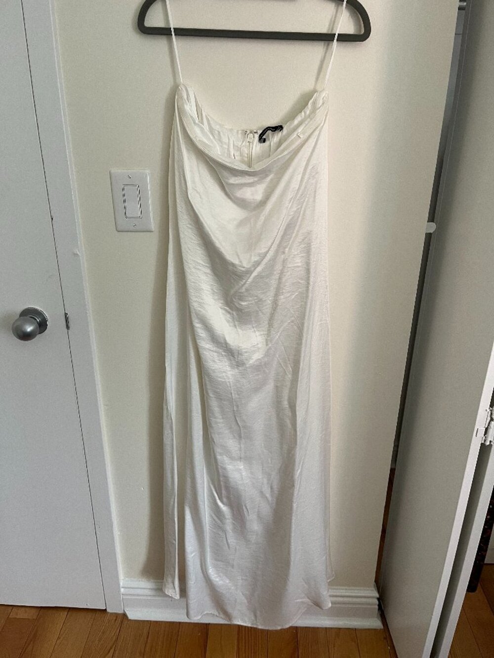 White Strapless Trapeze Maxi Dress - Picture 2 of 5